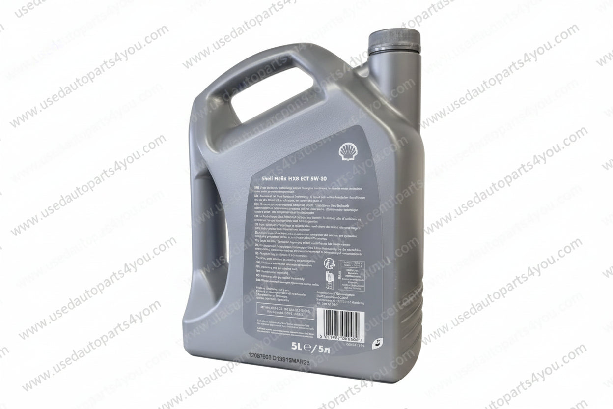 Shell Helix motor oil container on a white background
